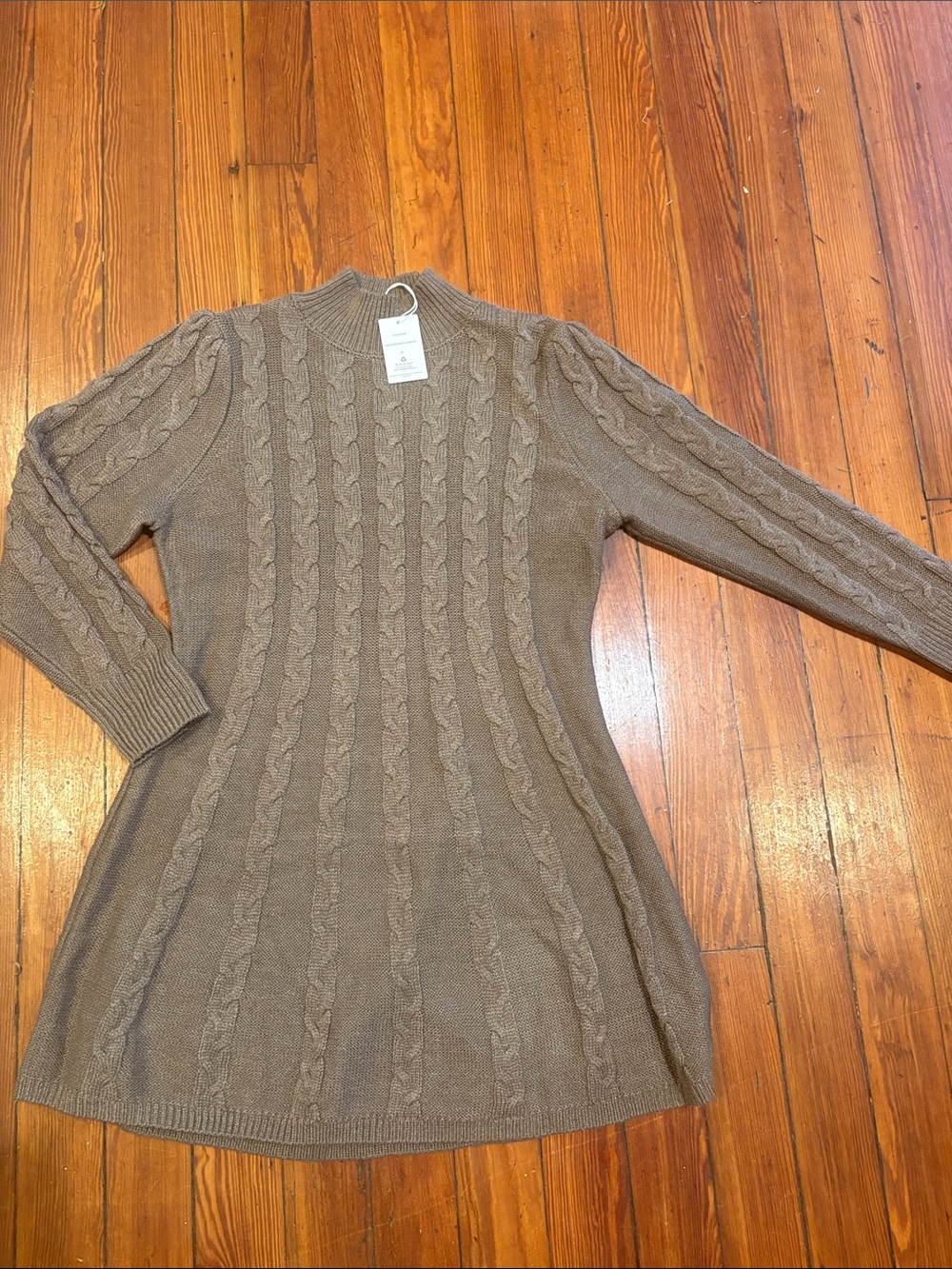 NWT LUCKY brand Cozy Cable Knit Tunic Sweater in Taupe